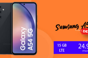 Samsung Galaxy A54 mit 10GB LTE nur 22,99 Euro und mit 15GB LTE nur 24,99 Euro monatlich - nur 1 Euro Zuzahlung und kein Anschlusspreis