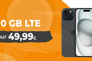 Apple iPhone 15 mit 10GB LTE nur 49,99 Euro monatlich - nur 1 Euro Zuzahlung