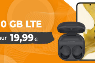 Samsung Galaxy S22 & Galaxy Buds2 Pro für einmalig 49,99 Euro mit 10GB LTE nur 19,99 Euro monatlich