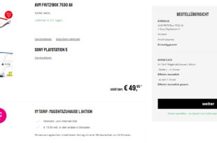 Telekom DSL - Magenta Zuhause L (bis zu 100 Mbits Dwonload) mit AVM FRITZ!Box 7530 AX & Sony PlayStation 5