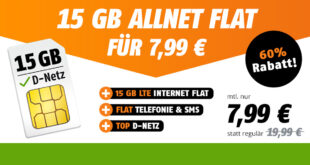 15GB LTE Vodafone Allnet Flat für 7,99€ monatlich und kein Anschlusspreis