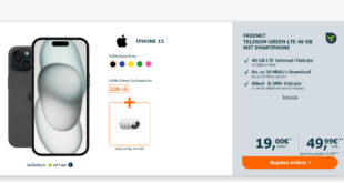 Apple IPHONE 15 für einmalig 19 Euro mit 40GB LTE nur 49,99 Euro monatlich