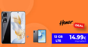 Honor 90 -512GB- und Tablet Pad X9 für einmalig 49,99 Euro mit 12GB LTE nur 14,99 Euro monatlich