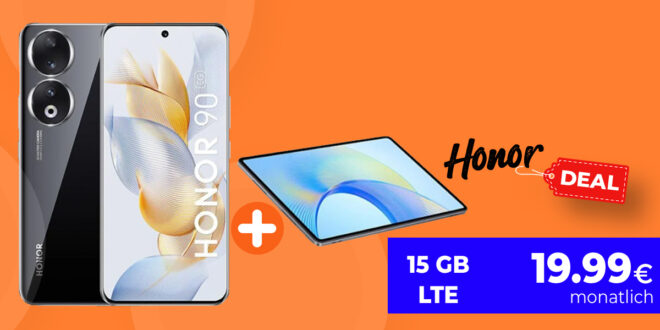 Honor 90 -512GB- und Tablet Pad X9 für einmalig nur 22 Euro mit 15GB LTE nur 19,99 Euro monatlich