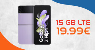 Samsung Galaxy Z Flip 4 für einmalig 99,95 Euro mit 15GB LTE nur 19,99 Euro monatlich