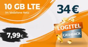 10GB LTE Allnet im Vodafone Netz nur 7,99 Euro monatlich - mit 50€ Wechselbonus und 34 Euro Cashback effektiv nur 4,49 Euro monatlich