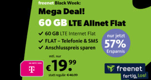 60GB LTE Allnet Flat im Telekom Netz nur 19,99 Euro monatlich