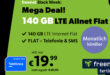 Monatlich kündbar - 140GB LTE nur 19,99 Euro monatlich