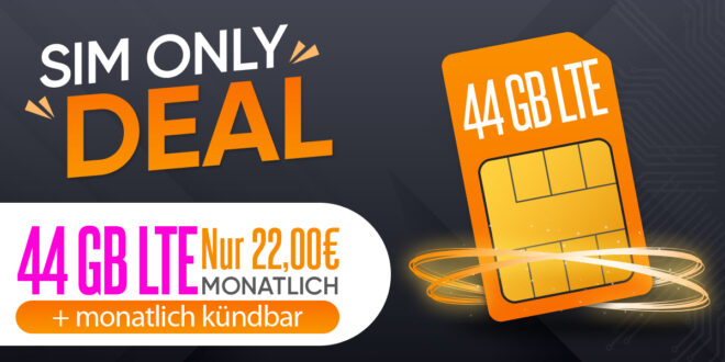 Monatlich kündbar im Telekom Netz - 44GB LTE nur 22 Euro monatlich - kein Anschlusspreis