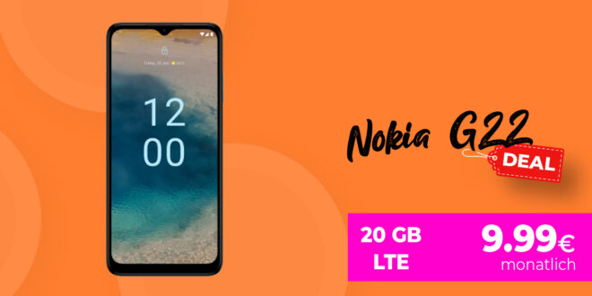 Nokia G22 mit Allnet Flat 20GB LTE nur 9,99 Euro monatlich