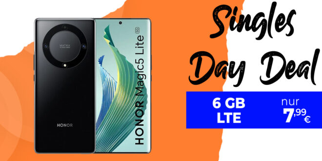 Singles Day Deal - Honor Magic 5 Lite -256GB- mit 6GB LTE nur 7,99 Euro monatlich