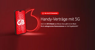 Vodafone GigaMobil M mit unbegrenzten GB nur 39,99 Euro monatlich- mit GigaKombi nur 29,99 Euro monatlich