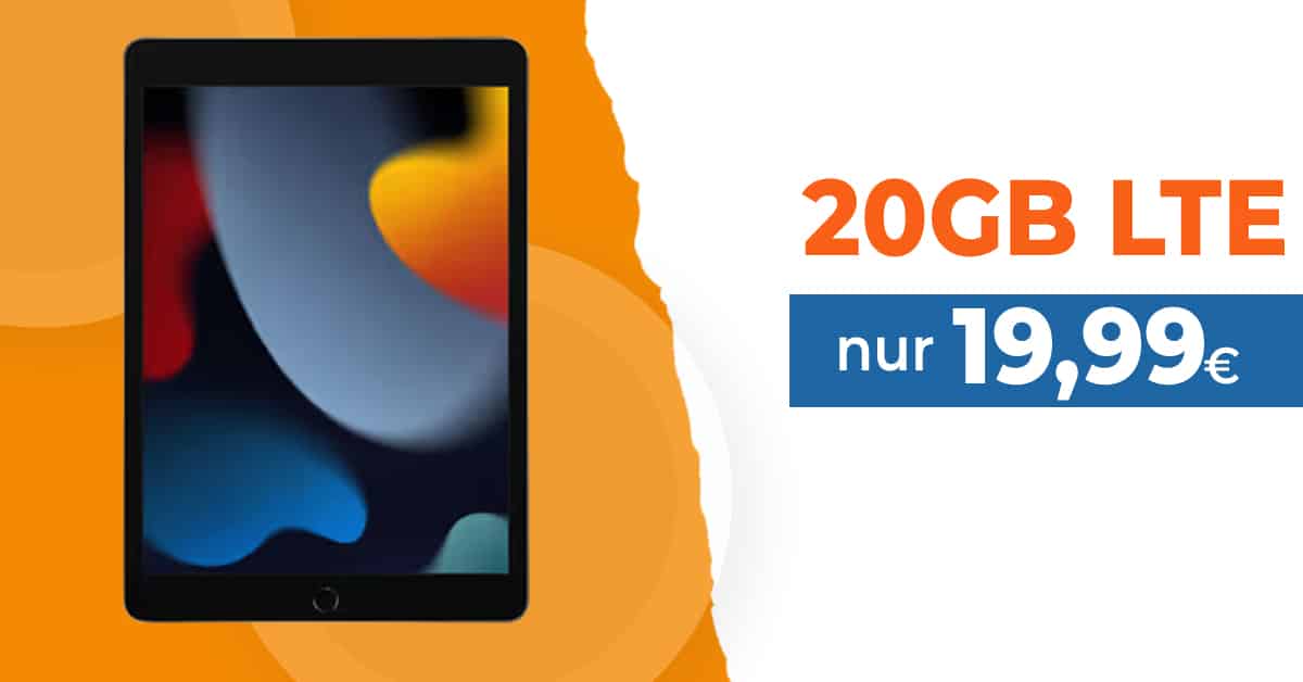 Apple iPad 2021 mit 20GB LTE nur 19,99 Euro monatlich - HandyTarifTipp