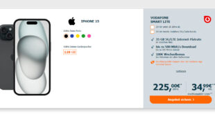 Apple iPhone 15 für einmalig 225 Euro mit 35GB 5GLTE und 100€ Wechselbonus Bei Mitnahme der alten Rufnummer nur 34,99 Euro monatlich - mit GigaKombi nur 29,99 Euro