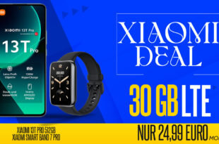 Xiaomi 13T Pro -512GB- & Xiaomi Smart Band 7 Pro für einmalig 59,99 Euro mit 30GB LTE nur 24,99 Euro monatlich