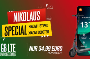 Xiaomi 13T Pro & Xiaomi Electric Scooter 4 Lite für einmalig 29 Euro mit 25GB LTE und 50€ Wechselbonus nur 34,99 Euro monatlich