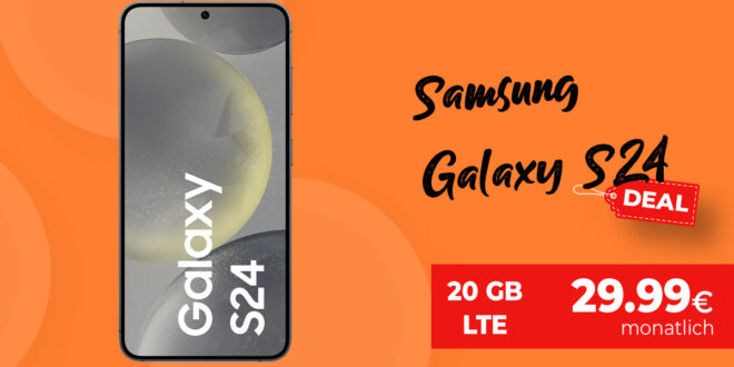 Samsung Galaxy S24 -256GB- für einmalig 149,99 Euro mit 20GB LTE und 50 Euro Wechselbonus nur 29,99 Euro monatlich - 100 Euro Trade-In Bonus