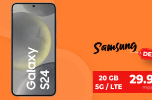 Samsung Galaxy S24 -256GB- für einmalig 59 Euro mit 20GB LTE5G und 100 Euro Wechselbonus bei Rufnummermitnahme nur 29,99 Euro monatlich