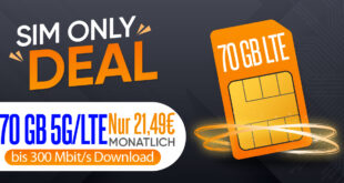 Sim Only Highspeed Deals - 25GB nur 16,49€ - 50GB nur 18,99€ - 70GB nur 21,49€ - 140GB nur 23,99€ monatlich