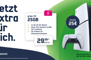 Sony Playstation 5 Slim Disc Edition PS5 mit 25GB LTE & 30€ Cashback & 150€ Bonus für Rufnummermitnahme nur 29,99 Euro monatlich