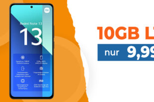 Xiaomi Redmi Note 13 mit 10GB LTE und 30€ Wechselbonus nur 9,99 Euro monatlich