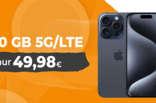 o2 Doppelkartenaktion: 2x 280GB LTE/5G für monatlich 49,98 Euro – Apple iPhone 15 Pro Max -256GB- für einmalig nur 333 Euro