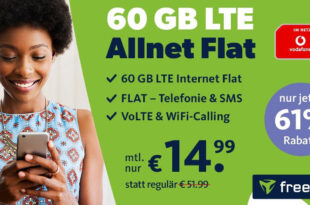 60GB LTE Vodafone Allnet Flat nur 14,99 Euro monatlich