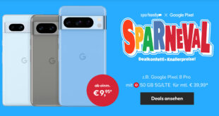 Google Pixel 8 Pro für einmalig 79,99 Euro mit 50GB LTE5G und 100 Euro Wechselbonus bei Rufnummermitnahme nur 39,99 Euro monatlich