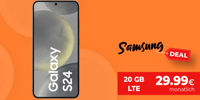 Samsung Galaxy S24 für einmalig 101 Euro mit 20GB LTE & 50€ Wechselbonus nur 29,99 Euro monatlich