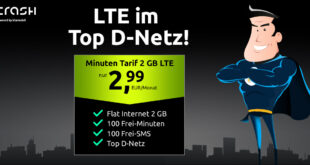 2GB LTE im Vodafone-Netz & 100 Frei-Minuten & 100 Frei-SMS für nur 2,99 Euro monatlich - OHNE Anschlusspreis (Durch Werbeeinwilligung)