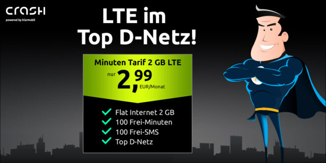 2GB LTE im Vodafone-Netz & 100 Frei-Minuten & 100 Frei-SMS für nur 2,99 Euro monatlich - OHNE Anschlusspreis (Durch Werbeeinwilligung)