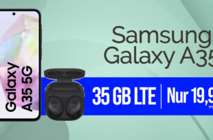 Samsung Galaxy A35 & Galaxy Buds FE für einmalig 29 Euro mit 35GB LTE nur 19,99 Euro monatlich