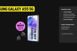 Samsung Galaxy A55 5G (256 GB) für 1€ Zuzahlung & Samsung Galaxy Buds FE mit 30GB LTE im Telekom Netz für 34 Euro monatlich