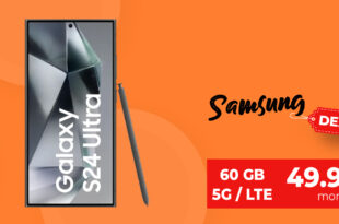 Samsung Galaxy S24 Ultra für einmalig 111 Euro mit 60GB LTE5G und 50€ Wechselbonus bei Rufnummermitnahme nur 49,99 Euro monatlich