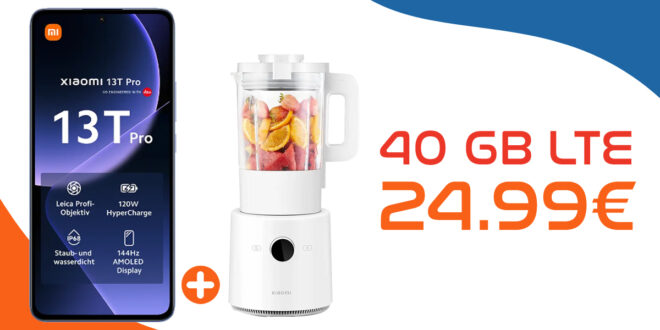 [Weekend Deal] Xiaomi 13T Pro -1TB- & Xiaomi Smart Blender mit 40GB LTE & 50€ Wechselbonus nur 24,99 Euro monatlich