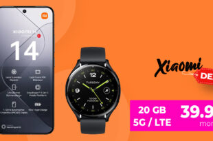 Xiaomi 14 & Xiaomi Watch2 für einmalig 99 Euro mit 20GB LTE5G & 50€ Wechselbonus bei Rufnummermitnahme nur 39,96 Euro monatlich