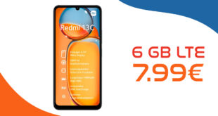 Xiaomi Redmi 13C mit 6GB LTE nur 7,99 Euro monatlich