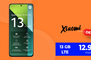 Xiaomi Redmi Note 13 Pro mit 13GB LTE und 30 Euro Wechselbonus bei Rufnummermitnahme nur 12,99 Euro monatlich