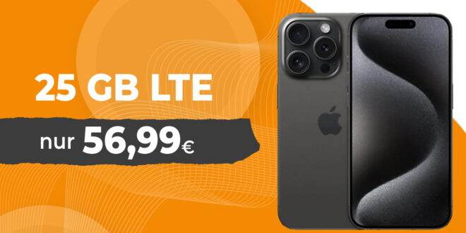 Apple iPhone 15 Pro für einmalig 1 Euro mit 25GB LTE5G nur 56,99 Euro monatlich