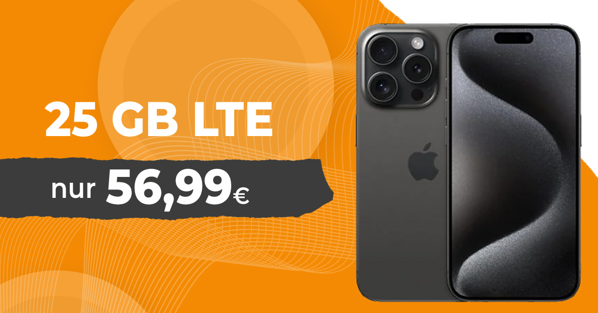 Apple iPhone 15 Pro für einmalig 1 Euro mit 25GB LTE/5G nur 56