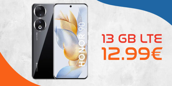 Honor 90 -512GB- mit 13GB LTE und 30 Euro Wechselbonus bei Runfnummermitnahme nur 12,99 Euro monatlich