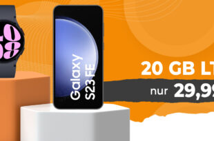 Samsung Galaxy S23 FE & Samsung Galaxy Watch6 mit 20GB LTE und 50€ Wechselbonus bei Rufnummermitnahme nur 29,99 Euro monatlich