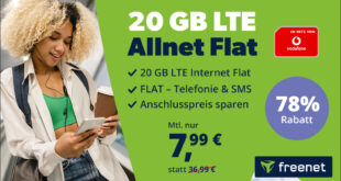 20GB LTE Vodafone Allnet Flat für nur 7,99 Euro monatlich - Anschlusspreis sparen