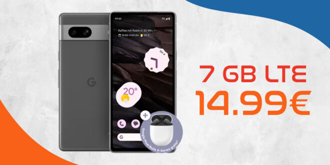 Google Pixel 7a & Google Pixel Buds A-Series mit 7GB LTE und 50 Euro Wechselbonus bei Mitnahme der Nummer nur 14,99 Euro monatlich