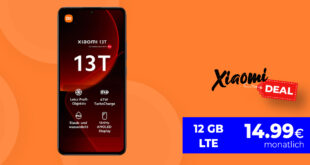 Xiaomi 13T -256GB- für einmalig 29 Euro mit 12GB LTE nur 14,99 Euro monatlich