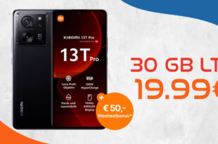 Xiaomi 13T Pro -512GB- für einmalig 99,95 Euro mit 30GB LTE und 50 Euro Wechselbonus bei Rufnummernmitnahme nur 19,99 Euro monatlich