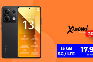 Xiaomi Redmi Note 13 mit 15GB LTE/5G nur 17,99 Euro monatlich – nur 1 Euro Zuzahlung und kein Anschlusspreis