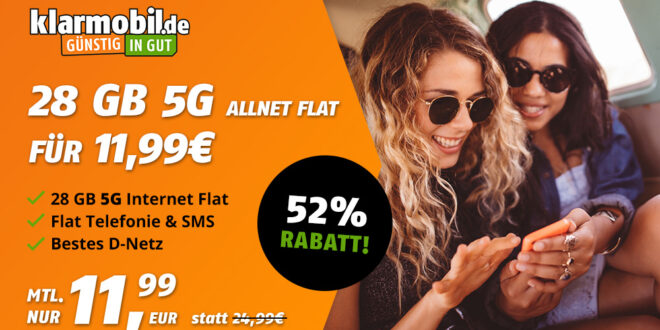 28GB 5GLTE Allnet Flat im Telekom Netz für nur 11,99 Euro monatlich - kein Anschlusspreis