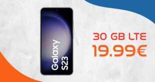 Samsung Galaxy S23 mit 30GB LTE und 50 Euro Wechselbonus bei Rufnummernmitnahme nur 19,99 Euro monatlich