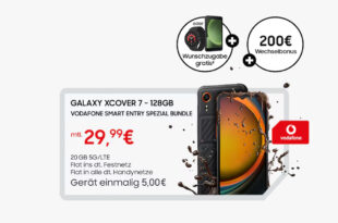 Samsung Galaxy XCover7 Enterprise Edition mit 20GB LTE5G und 200 Euro Wechselbonus bei Rufnummermitnahme nur 29,99 Euro monatlich + Gratis Zugabe